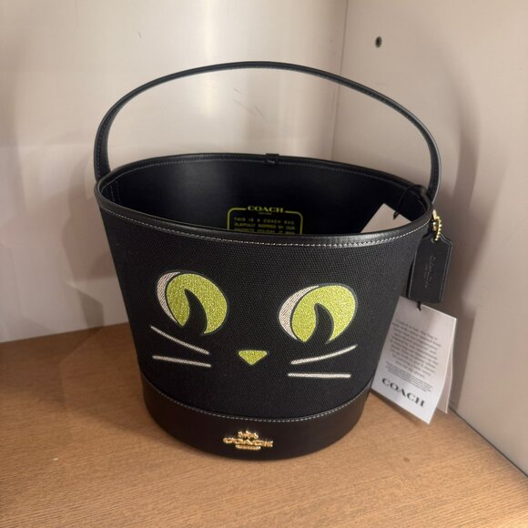 coach Trick Or Treat Bucket With Halloween Cat cw532 - Picture 1 of 6